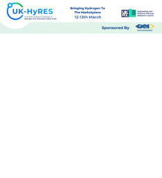 Flyer for UK-HyRES event titled 'Bringing Hydrogen to the Marketplace' on 12-13th March. Includes logos of sponsoring organizations.